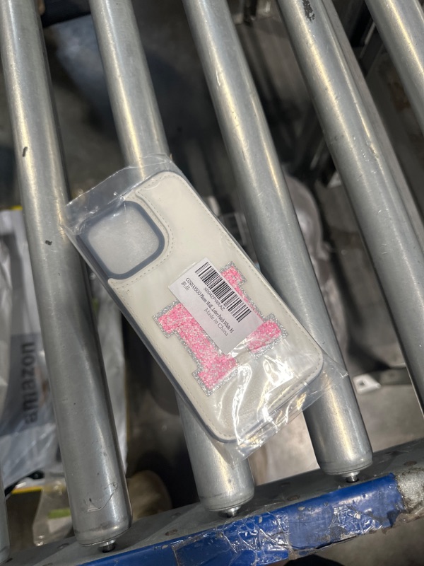 Photo 1 of ***USED** Phone Case Wallet fits iPhone 15 Pro Max with Card Holder Letter Patch, Initial Magnetic Flip Cover for iPhone 15 Promax, Women Teenage Girls Personalized Preppy Trendy Gift Idea White M
