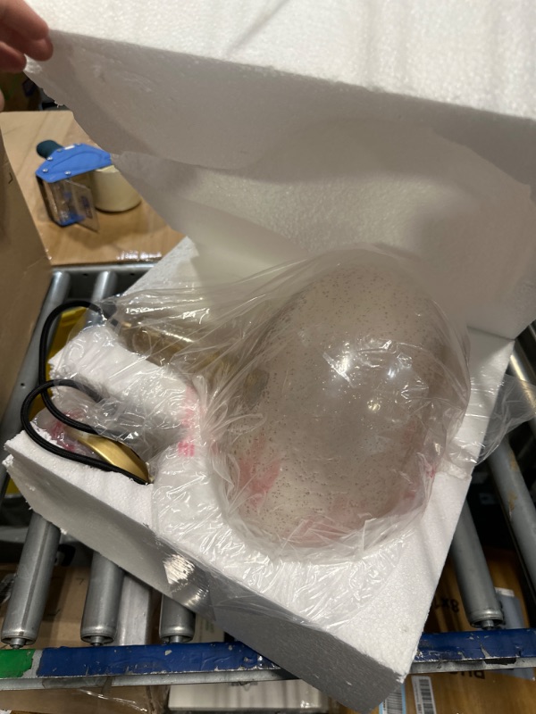 Photo 1 of Handcrafted 11-Inch Mid-Century Modern Brass Gold Pendant Light with Seeded Glass Shade - Elegant Dining Room Pendant Light