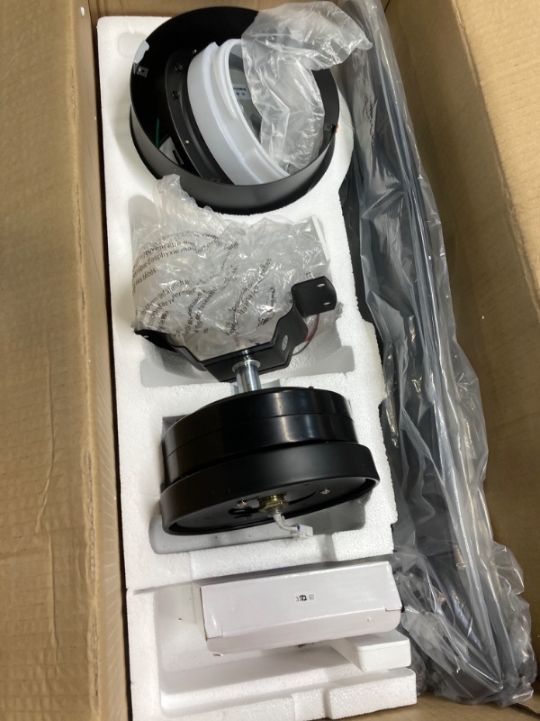 Photo 3 of ***USED** FOR PARTS ONLY***SOLD AS IS***ALL SALES ARE FINAL***NO RETURNS*** GESUM 52" Flush Mount Ceiling Fan with Light, Low Profile Ceiling Fan with Remote Control Tri-Color Temperatures, 6 Speeds,Black Outdoor Ceiling Fan for Kitchen Living Room Bedroo