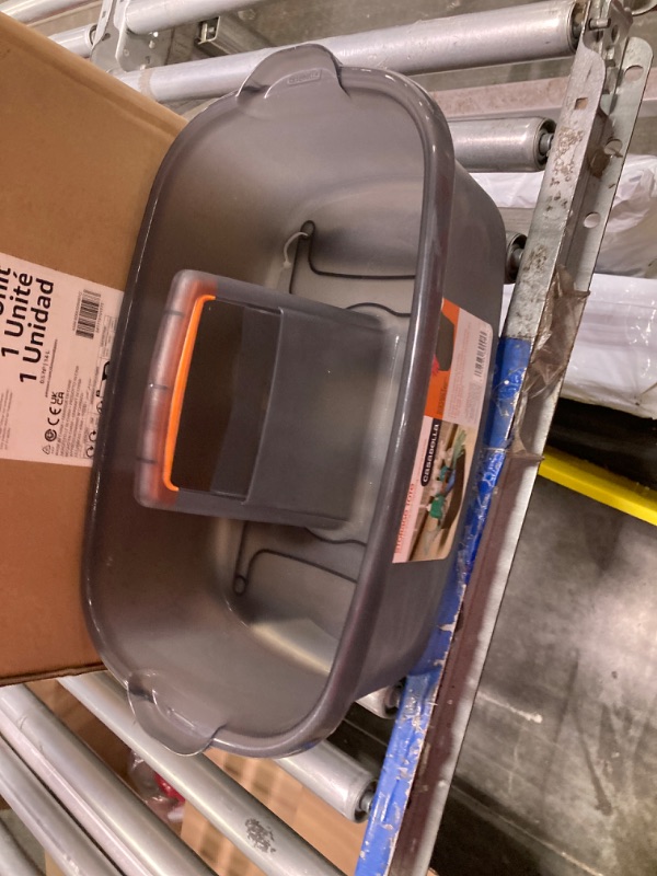 Photo 3 of ****USED***MISSING BUCKET*** Casabella Plastic Multipurpose Cleaning Storage Caddy with Handle, 1.85 Gallon, Gray and Orange