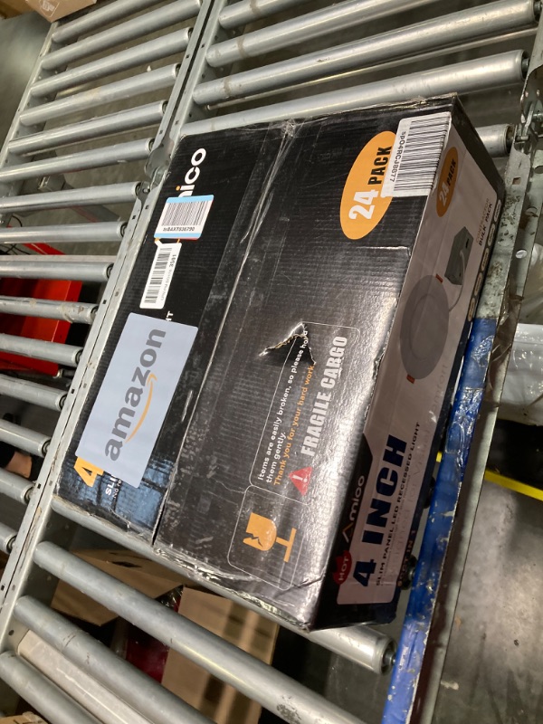 Photo 1 of Amico 24 Pack 4 Inch 5CCT Ultra-Thin LED Recessed Ceiling Light with Junction Box, 2700K/3000K/3500K/4000K/5000K Selectable, 10W Eqv 60W, Dimmable Can Light, 800LM High Brightness Downlight - ETL&FCC