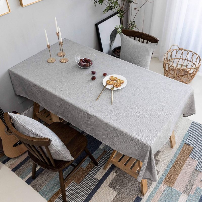 Photo 1 of ****USED** Home Brilliant Gray Table Cloth, Solid Farmhouse Checker Tablecloths for Rectangle Tables, Table Cloth for Indoor Outdoor Parties, 52 x 72 inch, Light Grey
