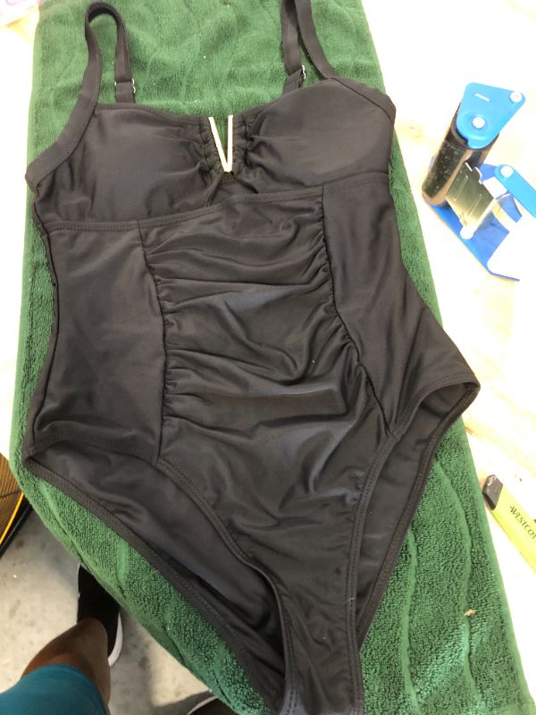 Photo 1 of Kaei&Shi One Piece Swimsuit Women Tummy Control,Metal Piece V Wire Bathing Suit,Ruched Corset Cheeky Swimsuits Beach Pool V Metal Black 0-2