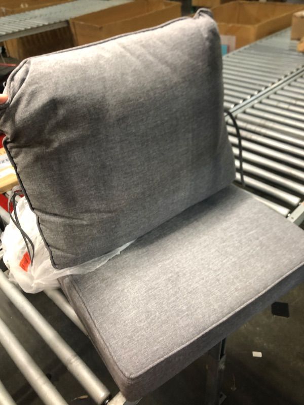 Photo 1 of *****USED*** Sundale Outdoor Water-Resistant Olefin Deep Seat Cushion, Outdoor/Indoor Chair Pad with Adjustable Straps, Perfect for Patio, Garden, Living Room (Dark Gray, 23" W x 26" D x 4" T) 23"W x 26"D Dark Gray