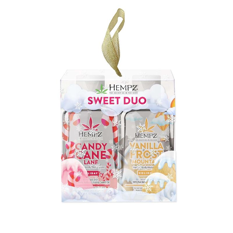 Photo 1 of **BUNDLE OF 2** Hempz Sweet Duo Candy Cane Lane (2.25 Oz) & Vanilla Frost Mountain (2.25 Oz) Body Moisturizer Holiday Gift Set - Mini Holiday Scented Travel Cream Skin Care for Women & Men, Made with Shea Butter