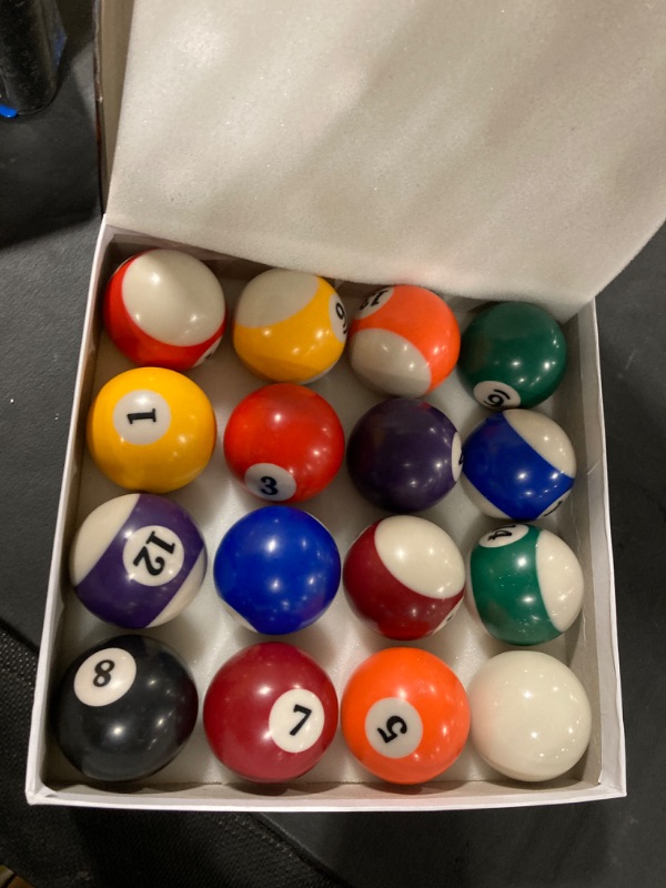 Photo 2 of Billiard Balls Set 2-1/4" Regulation Size Pool Table Balls for Replacement (16 Resin Balls), 1 1/2" Children pool ball 2 1/4" POOLBALL -ECONOMIC