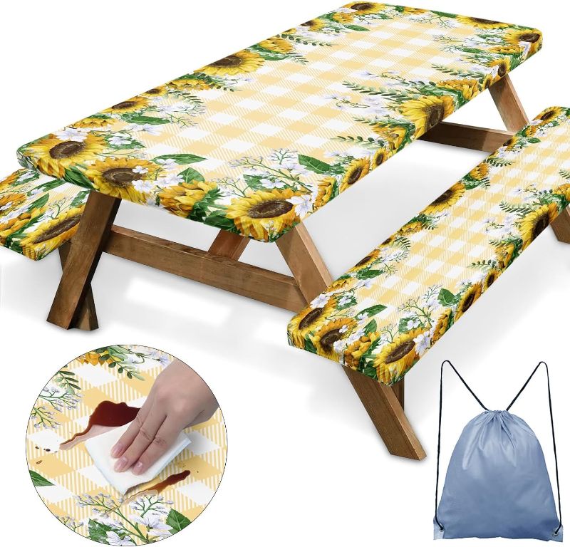 Photo 1 of ** similar to image**
Picnic Table Cover with Bench Covers Elastic Edges, Yellow Fitted Table Cover, Outdoor Patio Camping Essentials 72 Inch 3PCS, Waterproof Camping Fitted Tablecloth with Drawstring Bag
