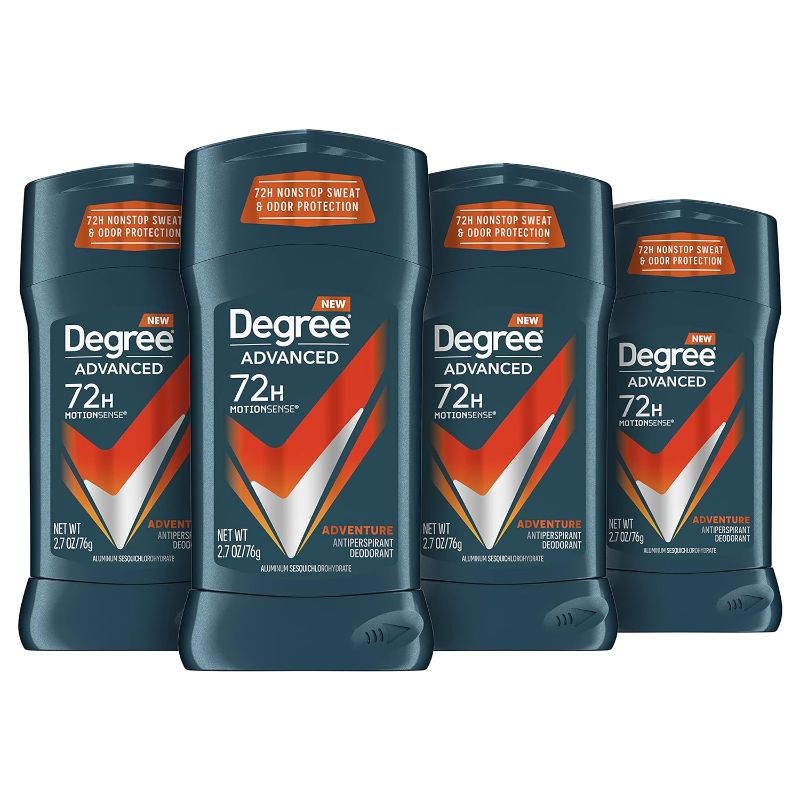 Photo 1 of ** NEW, OPEN PACKAGE**
Degree Men Antiperspirant Deodorant Adventure Freshness and Odor Protection Deodorant for Men 2.7 Oz, (Pack of 4) Woodsy, Stick
