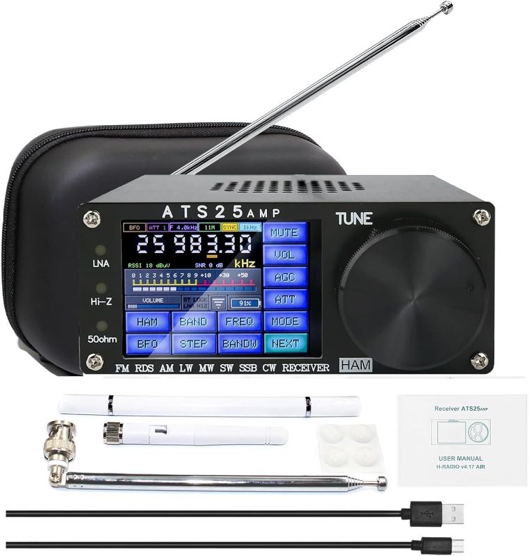 Photo 1 of Si4732 ATS-25AMP Portable Shortwave Radio Receiver, GOOZEEZOO V4.17 Full Band Radio Receiver Adds CW, RTTY Decoding Function WiFi Function FM LW AM SSB DIGI CW RDS (with EVA Bag)