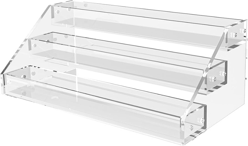 Photo 1 of 12" Acrylic Riser, Acrylic Shelves - 3-Tier Clear Perfume Organizer,Sturdy and Stable Acrylic Organizer for Display Decorative,Skincare Organizers for Countertop, Tabletop, Collectibles, Nail