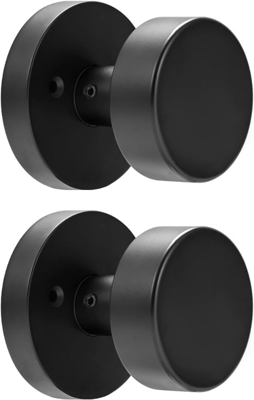 Photo 1 of 2 Pack Matte Black Dummy Door Knob Interior, Black Door Knobs for Bifold and Closet Doors, Heavy Duty Round Modern Door Handle