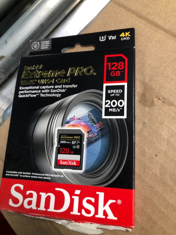 Photo 2 of SanDisk 128GB Extreme PRO SDXC UHS-II Memory Card - C10, U3, V90, 8K, 4K, Full HD Video, SD Card - SDSDXDK-128G-GN4IN