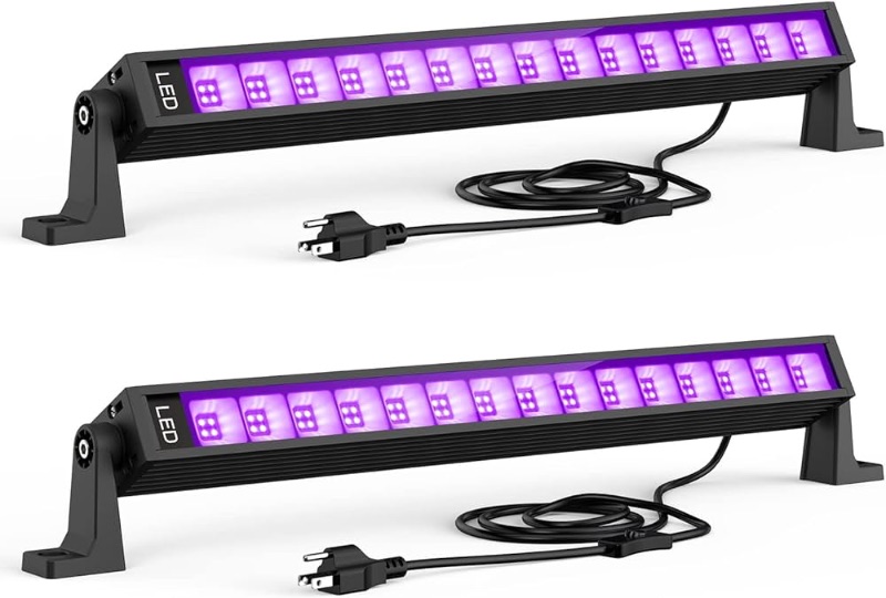 Photo 1 of ****USED*** 2PCS 36W LED Black Light Bar, Black Lights for Glow Party, Blacklight with Plug&Switch, Each Light Up 21x21 Sq.ft Area, Glow Light for Halloween, Body Paint, Bedroom, Classroom, Stage Lighting