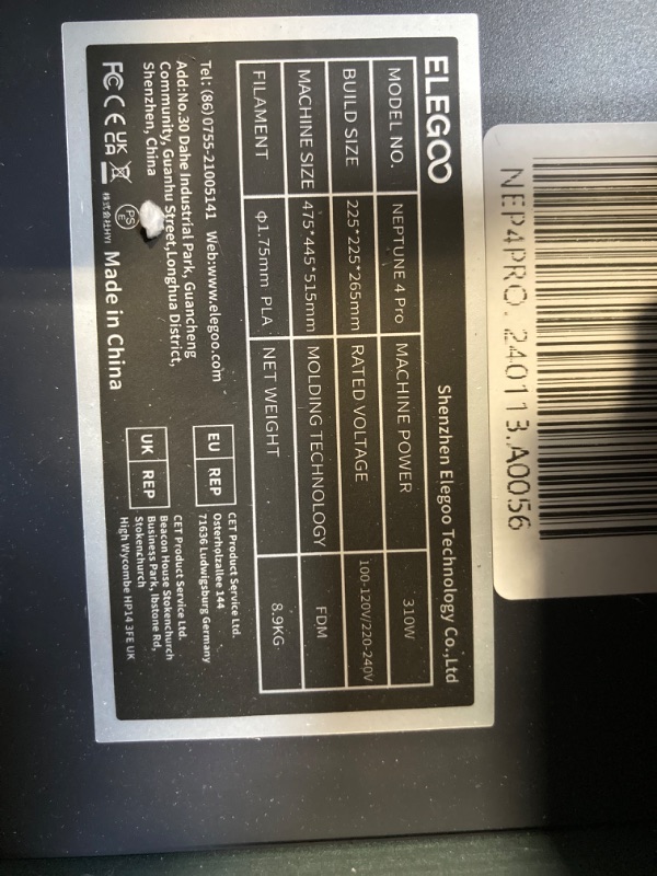 Photo 1 of ELEGOO Neptune 4 Pro 3D Printer, 500mm/s High Speed FDM Printer with Klipper Firmware, Auto Leveling and Direct Drive Extruder, Easy Assembly, 8.85x8.85x10.43 Inch Printing Size