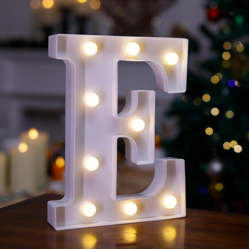 Photo 2 of ***3pc Bundle REI***LED Marquee Sign Light Up Letters, 26 Alphabet Light Up Letters Sign, Battery Powered LED Letter Lights for Night Light, Wedding, Birthday, Party, Holiday or Home Decor(Letter S, Warm White)