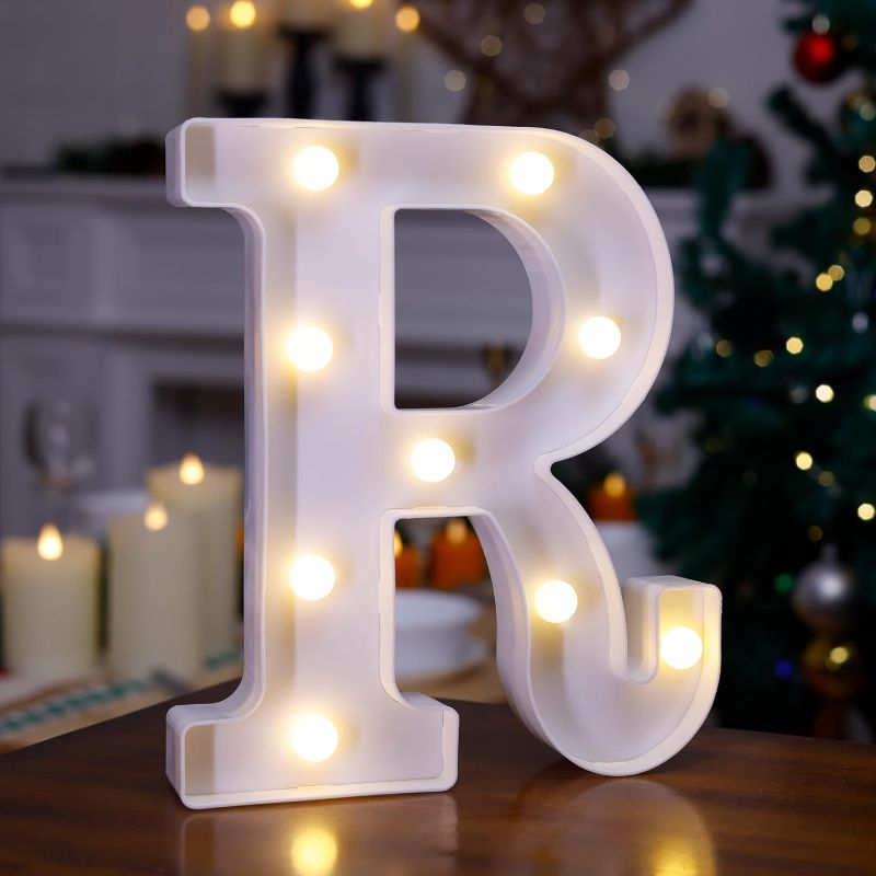 Photo 1 of ***3pc Bundle REI***LED Marquee Sign Light Up Letters, 26 Alphabet Light Up Letters Sign, Battery Powered LED Letter Lights for Night Light, Wedding, Birthday, Party, Holiday or Home Decor(Letter S, Warm White)