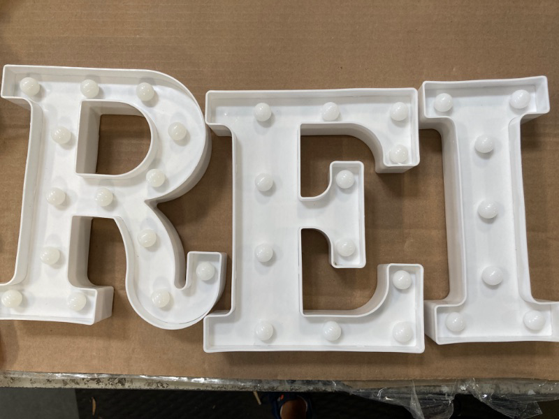 Photo 4 of ***3pc Bundle REI***LED Marquee Sign Light Up Letters, 26 Alphabet Light Up Letters Sign, Battery Powered LED Letter Lights for Night Light, Wedding, Birthday, Party, Holiday or Home Decor(Letter S, Warm White)