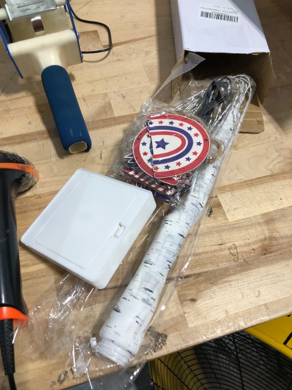 Photo 1 of 4th of July Decorations, 24” Fourth of July Decoration Tree Light with 12 Patriotic Wooden Signs, [TIMER, USB/Battery Operated] Red White Blue Light for home July 4th Decor Flag Day Independence Decor

