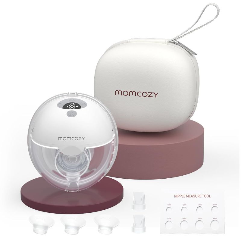 Photo 1 of Momcozy Breast Pump Hands Free M5, Wearable Breast Pump of Baby Mouth Double-Sealed Flange with 3 Modes & 9 Levels, Electric Breast Pump Portable - 24mm, 1 Pack Qui