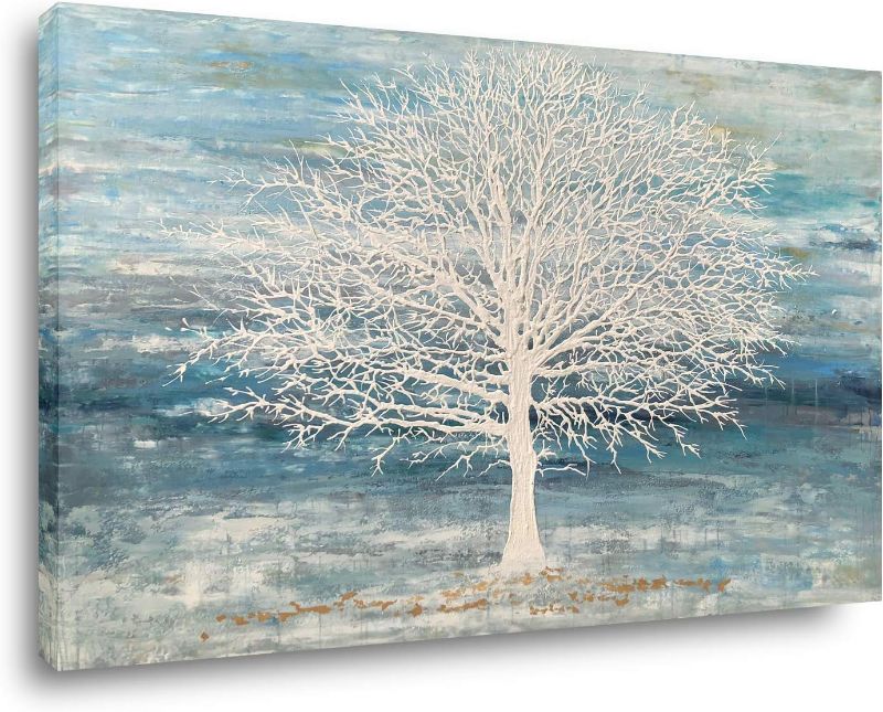 Photo 1 of  Yihui Arts Abstract Landscape Canvas Art Hand Painted 3D Tree Paintings with Gold Foil for Wall Decor Modern Artwork Pictures Living Room Bedroom Decoration