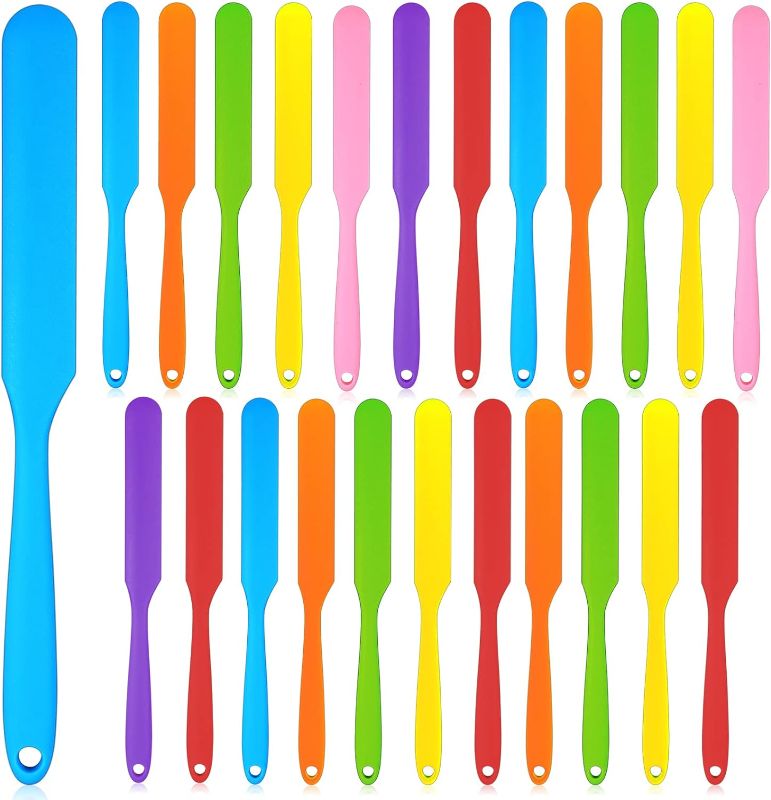 Photo 1 of 16 Pcs Silicone Jar Spatula Set Heat Resistant Butter Cake Cream Silicone Jar Spatula Flexible Non Stick Mixing Icing Jar Scraper with Long Handle for Cooking Kitchen Baking Tool, Multicolor
