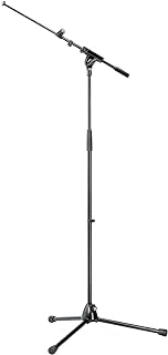 Photo 1 of  K&M Konig & Meyer 21080.500.55 Tripod Microphone Stand w/Telescoping Boom | Clutch Height Adjustment | Soft-Touch Lock | Folding Leg Design | Zinc Die-Cast Base | German Made | Black