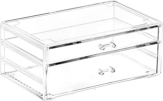 Photo 1 of Acrylic Organizer Bins With 2 Drawers - Clear Stackable Storage Bins,Small Plastic Container,Clear Under Sink Organizer, Stackable Clear Drawers for Skincare,craft,Jewelry,Make up,Machine Organizing