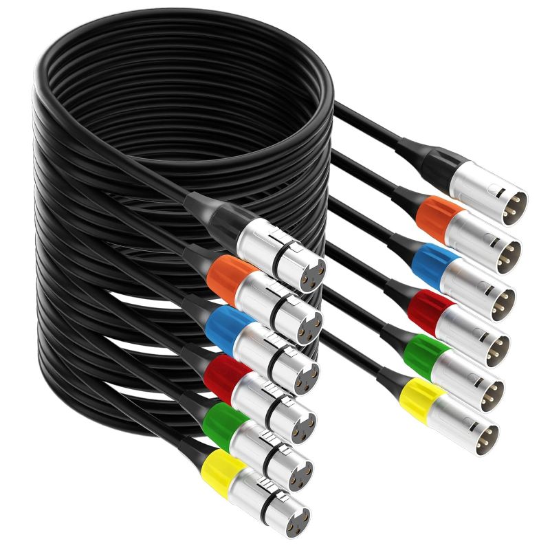 Photo 1 of  tisino XLR to XLR Microphone Cable, 6-Pack Multi-Colored XLR Male to Female Mic Cable with 3-Pin XLR Connector Balanced XLR Cable for Recording Studio, Podcast, Mic Mixer, Amplifier - 7.6m/25ft