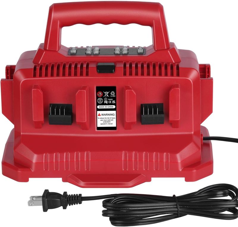 Photo 1 of KUNLUN 6 Port Charger Compatible for Milwaukee M 18 Battery, Replace for 48-59-1806 M 18 6 Port Charger, with LED Indicator Charge Choose Button Wall-Hole