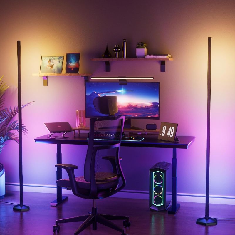 Photo 1 of 2PCS RGB Floor Lamp, Bluetooth APP and Remote Control 65" Smart Modern Standing Lamp Music Sync 16 Million DIY Colors Changing LED Floor Lamp with Heavy Base for LivingRoom Bedroom GameRoom
