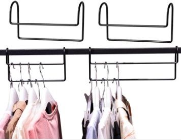 Photo 1 of 2 Pack Space Saving Hangers for Sorting Clothes Storage Magic Hanger Rack Closet Organizer Black Metal Heavy Duty Hooks for Shirt Coat Pants Skirt,Home Dorm Apartment Room Essentials - 8 Inch