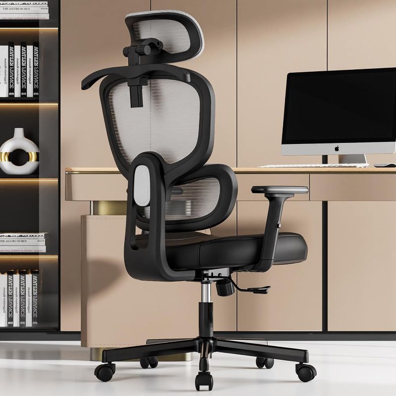 Photo 1 of Office Chair, Ergonomic Desk Chair, High Back Desk Chair, Big and Tall Reclining Comfy Home Office Chair with Lumbar Support Breathable Mesh Computer Chair Adjustable Armrests