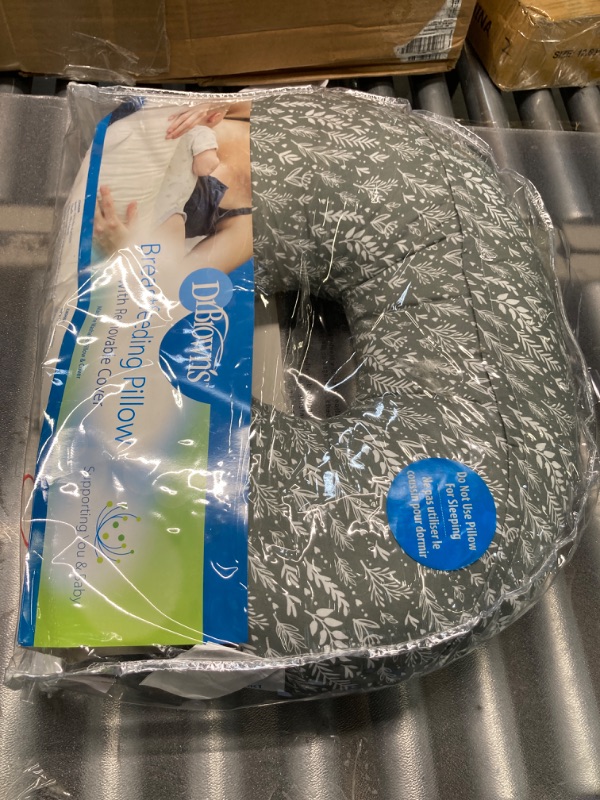 Photo 2 of Dr. Brown's Breastfeeding Pillow with Removable Cover for Nursing Mothers, Machine Washable, Cotton Blend, Gray Breastfeeding Pillow, Gray