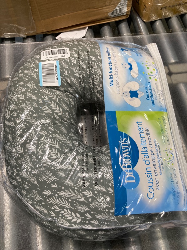 Photo 1 of Dr. Brown's Breastfeeding Pillow with Removable Cover for Nursing Mothers, Machine Washable, Cotton Blend, Gray Breastfeeding Pillow, Gray