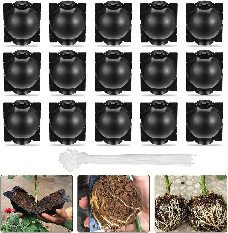 Photo 1 of 15 pcs Plant Root Growing Box Cloning Ball - Air Layering Reusable Plant Rooting Device, High Pressure Grafting Propagation Ball, Assisted Cutting Rooting for Plants Asexual Reproduction(L)