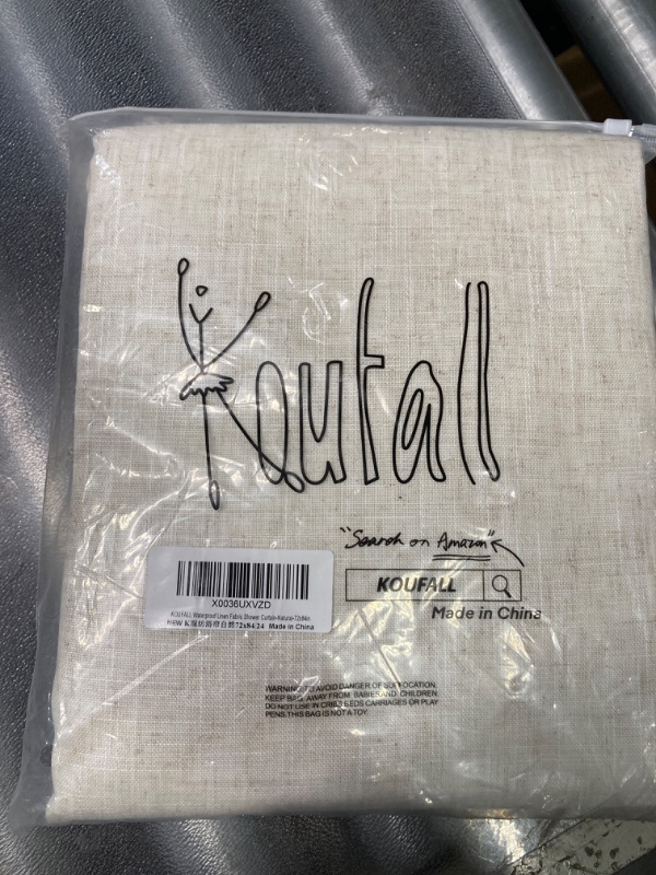 Photo 2 of         KOUFALL Extra Long Shower Curtains 84 Inch Length for Bathroom Waterproof XLong Duck Cloth Rustic Fabric Elegante Linen Shower Curtain Liner Set with Hooks