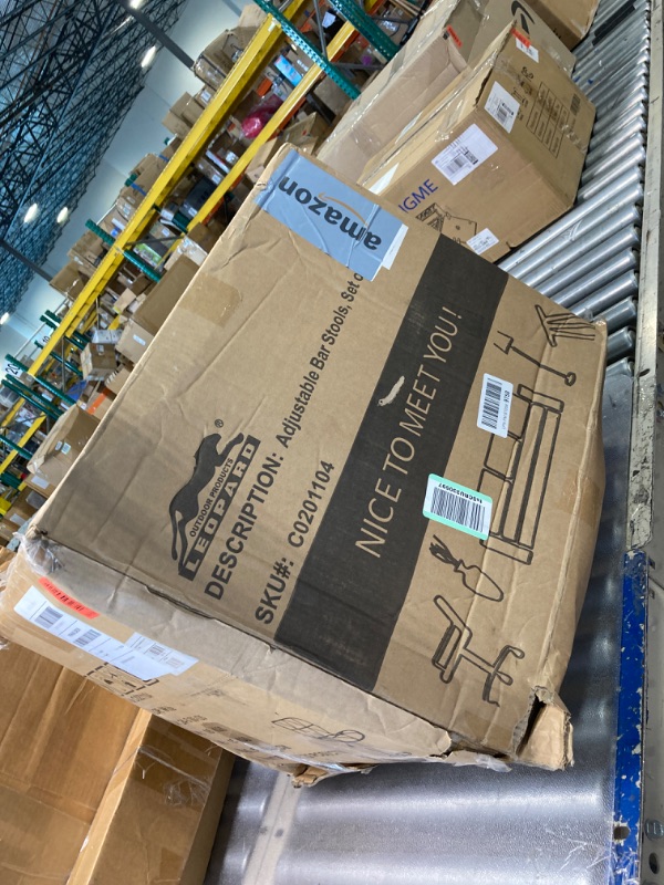 Photo 1 of Leopard Shell Back Adjustable Swivel Bar Stools, PU Leather Padded with Back, Set of 2 (White) A-white