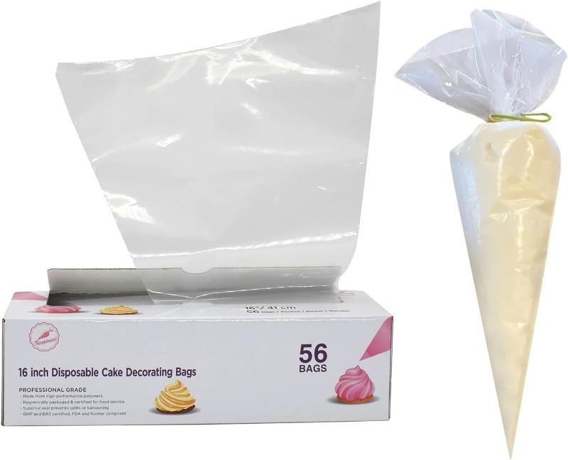 Photo 1 of " NEW FACTORY SEALED"
Piping Bag - Disposable Cake Decorating Bag 56 Count (16 inch, Clear)