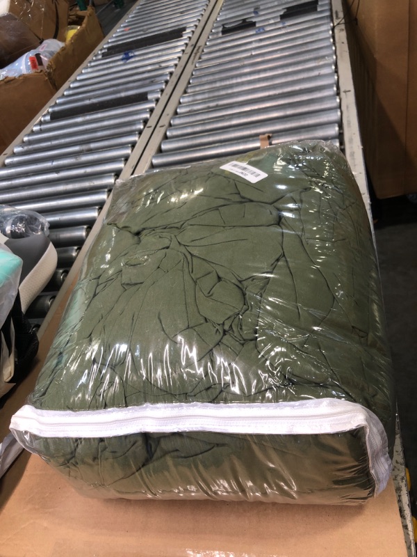 Photo 2 of ***NEEDS TO BE CLEANED***
 Dark Olive Green California King Comforter Set - 3 Pieces Cal King Lightweight Summer Soft Solid Bed Comforter, Oversized Fluffy Down Alternative Bedding Set (104x96In, 2 Pillowcases) California King (104"x96") 06 - Olive Green