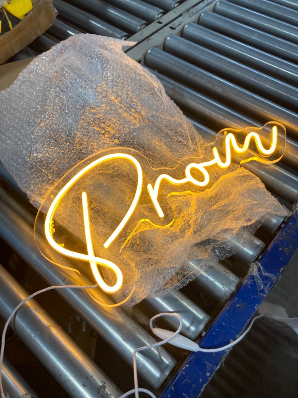 Photo 1 of Prom Neon Sign,Prom Led Sign for Wall Decor Neon Prom Party Sign Graduation Ceremony Decorations Dance Ball Party Decor Prom Neon Led Light Sign for Bar Shop Bedroom White USB