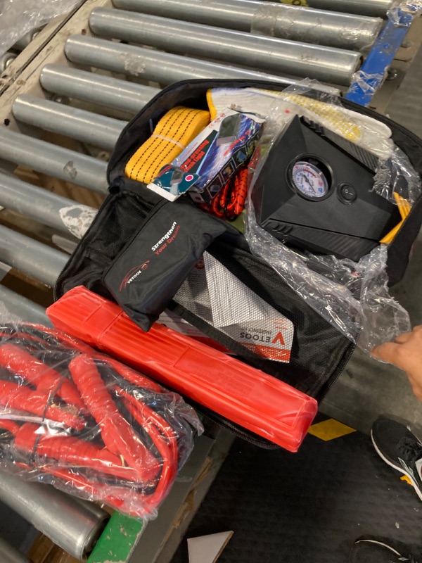 Photo 2 of *** NOT FUNCTIONAL SELLING AS PARTS***** NO RETURNS***
 Car Roadside Emergency Kit with Jumper Cables, Auto Vehicle Safety Road Side Assistance Kits, Winter Car Kit Essentials for Women and Men, with Portable Air Compressor, Folding Survival Shovel
