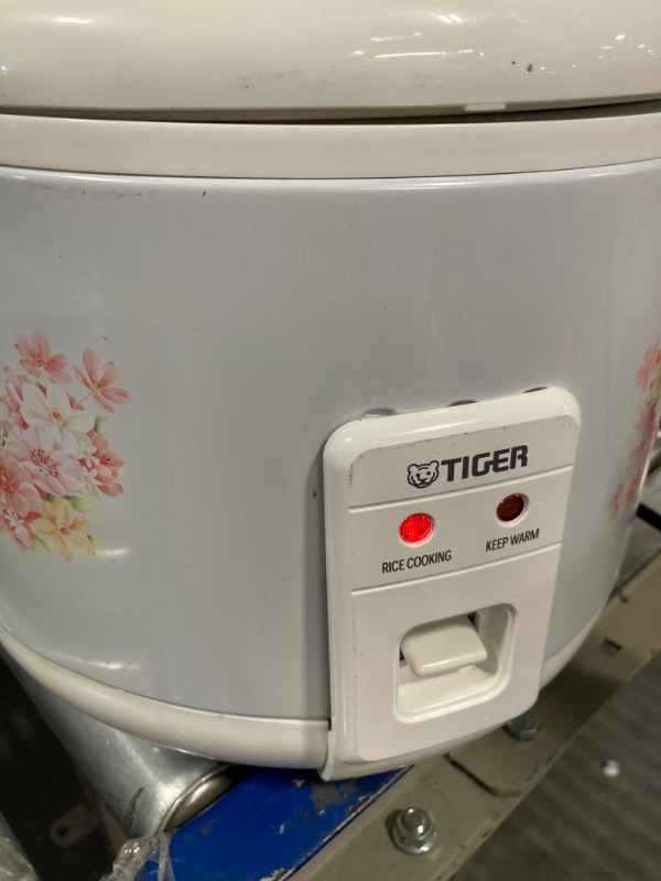 Photo 2 of *** LID DAMGED****Tiger JNP-1500-FL 8-Cup (Uncooked) Rice Cooker and Warmer, Floral White 8-Cup Lovely Flower