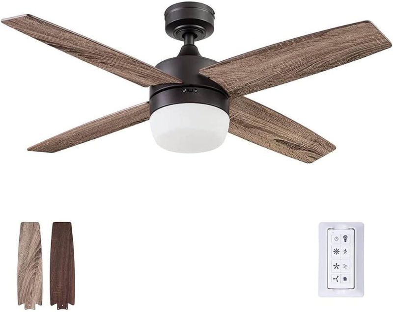 Photo 1 of Prominence Home Atlas, 44 Inch Modern Indoor LED Ceiling Fan with Light and Remote Control, Dual Mounting Options, Dual Finish Blades, Reversible Motor - 51471-01 (Espresso)
