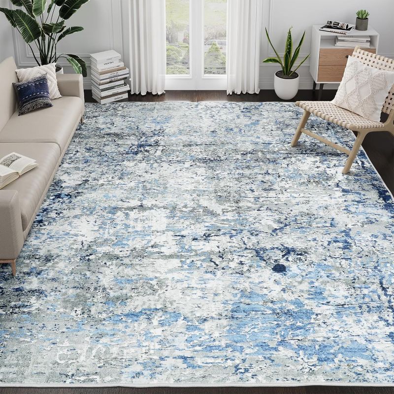 Photo 1 of 5x7 Area Rugs for Living Room,Anti-Slip Backing Washable Rug,Stain Resistant Abstract Area Rugs,Ultra-Thin Large Home Decor Rug (Blue/Bean Green,5'x7')
