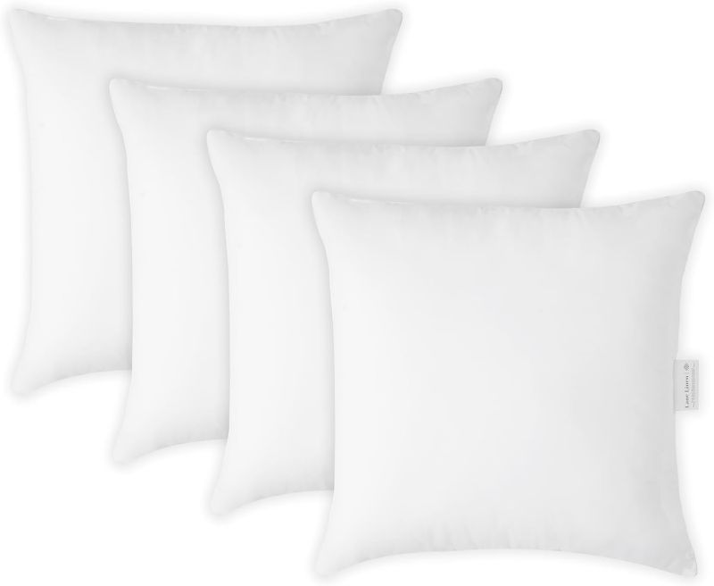 Photo 1 of LANE LINEN 16x16 Throw Pillow Insert - Set of 4 White Inserts for Decorative Pillow Covers for Bed, Decorative Pillows for Bed, Couch Pillows, Throw Pillows for Couch
