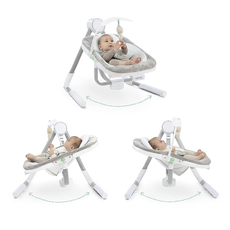 Photo 1 of ***FOR PARTS ONLY NO RETURNS***Ingenuity Anyway Sway 5-Speed Multi-Direction Portable Foldable Baby Swing & Infant Seat with Vibrations, Nature Sounds, 0-9 Months 6-20 lbs (Spruce)
