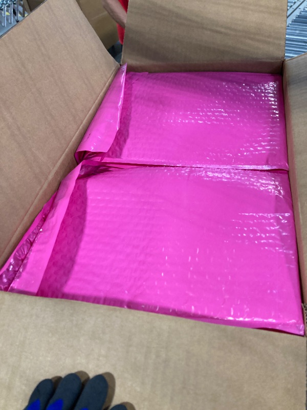 Photo 2 of iMBAPrice 100-Pack #2 (8.5" x 12") Premium Hot Pink Color Self Seal Poly Bubble Mailers Padded Shipping Envelopes (Total 100 Bags)
