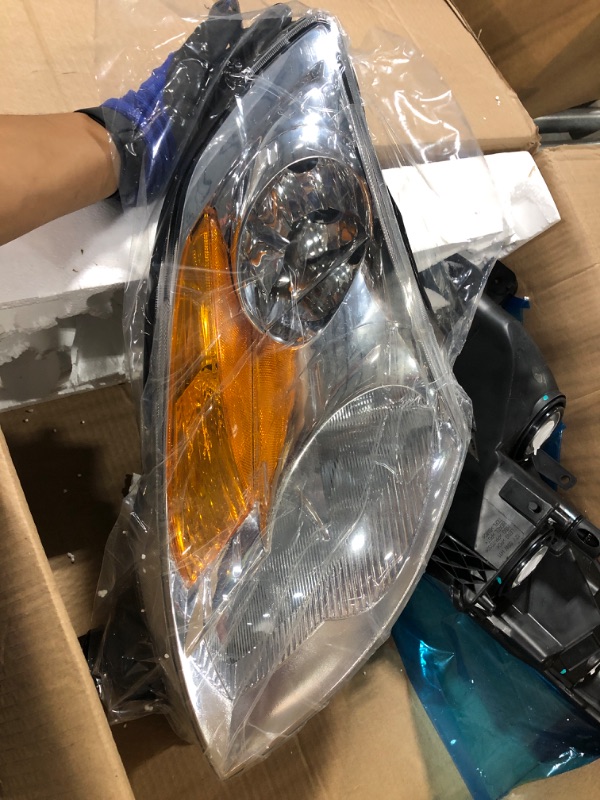 Photo 1 of Headlight Assembly Compatible with 2007 2008 2009 Nissan Altima Only fit 4 Door Sedan Driver and Passenger Side Chrome Housing Clear Lens by AXL A-Chrome Housing Amber Reflector
