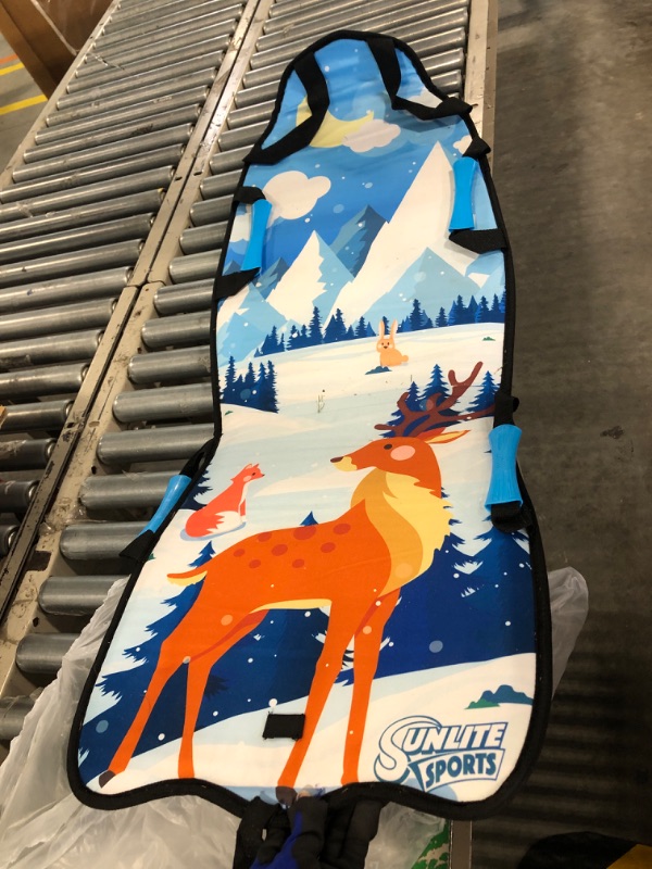 Photo 1 of Sunlite Sports 45-47" Heavy Duty Snow Sled, Ultra Portable, Strong and Durable, Fast Sturdy Construction, 1 and 2 Person, Kid's Winter Fun, for Family and Friend, Winter Toboggan Play 2.1) Wonderland 45" Foldable Extra Cushion