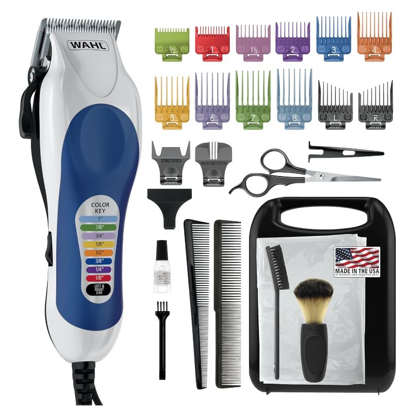 Photo 1 of Wahl Clipper USA Color Pro Complete Haircutting Kit with Easy Color Coded Guide Combs - Corded Clipper for Hair Clipping & Grooming Men, Women, & Children - Model 79300-1001M
